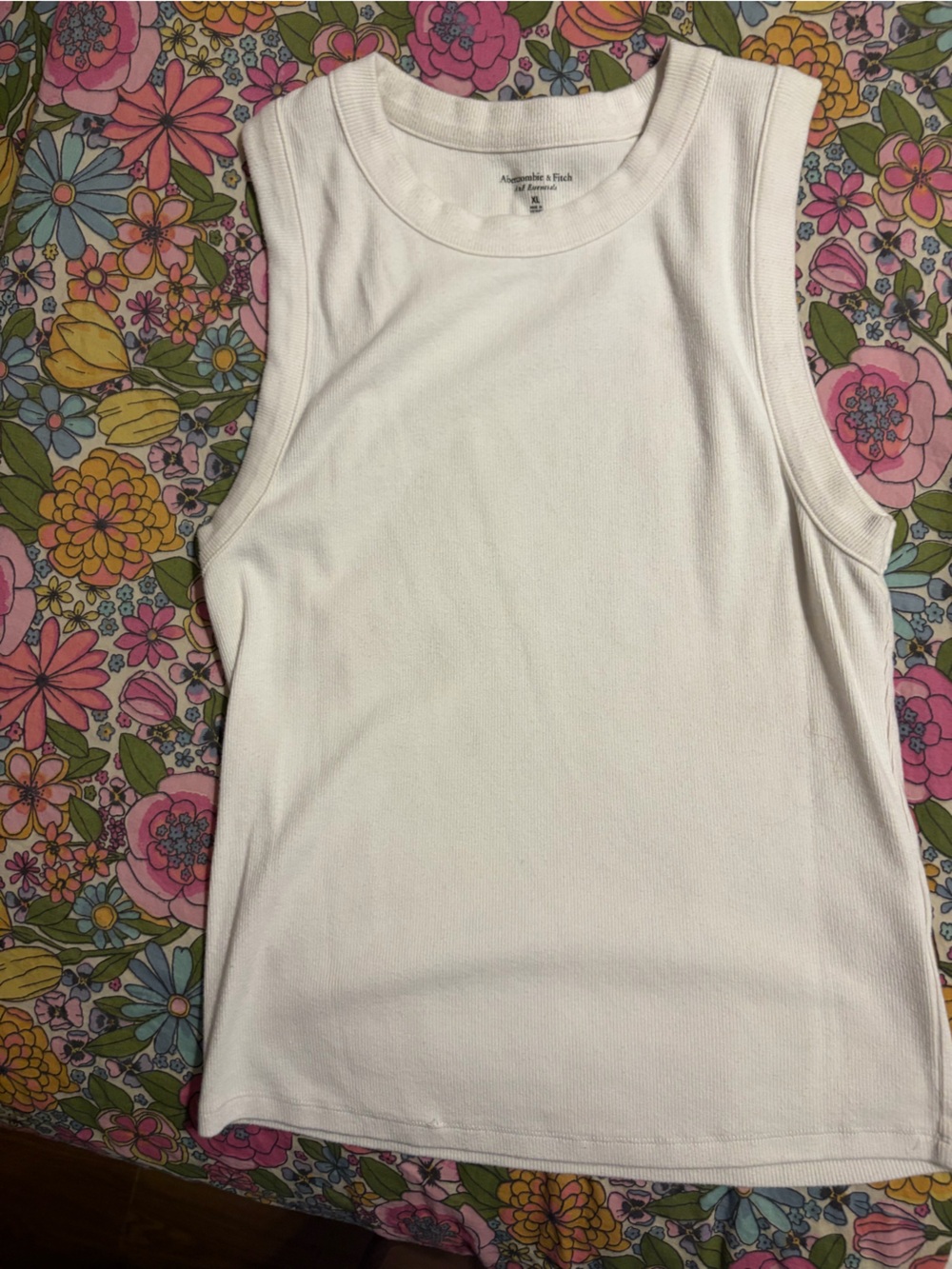 Abercrombie & Fitch White Ribbed Essentials Tank